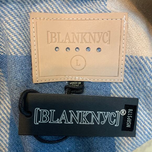 NWT Blank NYC Light Blue Buffalo Plaid Coat Size Large - Picture 8 of 8